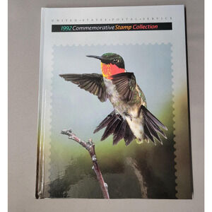 Vintage 1992 Commemorative Stamp Book Collection USPS Hardcover Hummingbird Art